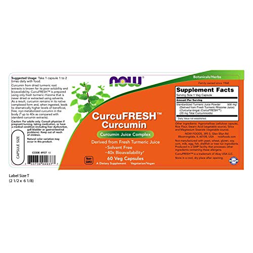 CURCUFRESH 500MG (60 VCAPS) Now Foods