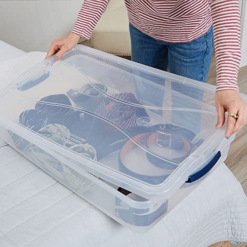 Rubbermaid Cleverstore 42 Quart Stackable Plastic Storage Container Organizer Bin with Latching Lids for Garage, Closet, and Classroom, Clear, 4 Pack - image 9
