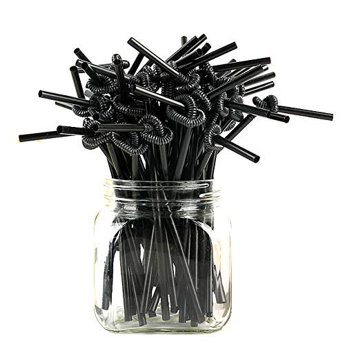 300 pitillos flexibles de plástico negro y color miniatura 4