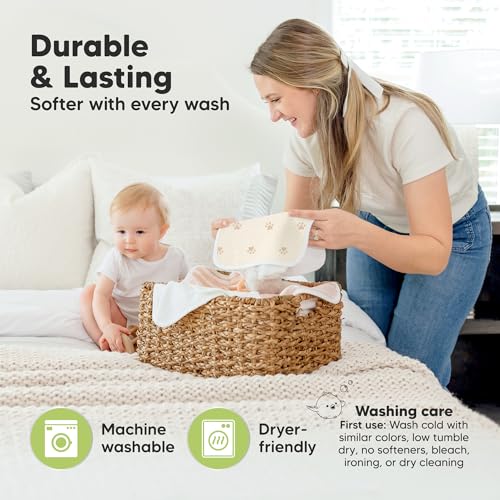 Image of KeaBabies 6-Pack Cotton Baby Washcloths for Newborn, Kids and Baby Hooded Towel - Cotton Muslin Soft Wash Cloths, Super Absorbent & Scratch-Free Rag, Hooded Towel for Infant & Toddlers