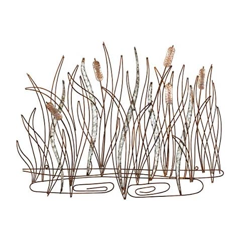 Lechesis Metal Leaf Wire Wall Art Decor - Cattails - Large Rustic Cattails Plants Leaves with Cattail Flowers Wrought Iron Wall Hanging Art Plaque Sculptures Decoration for Living room, 28" x 21.75" Cover