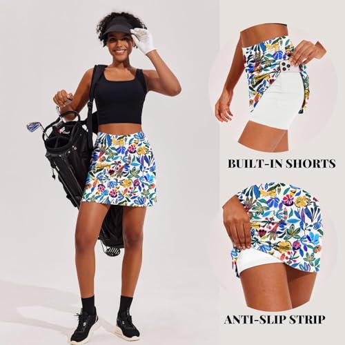 Image of Ekouaer 16 inch Golf Skorts for Woman with Inner Pockets Silicone Grippers Tennis Skirt Quick Dry Athletic Pickleball Skort