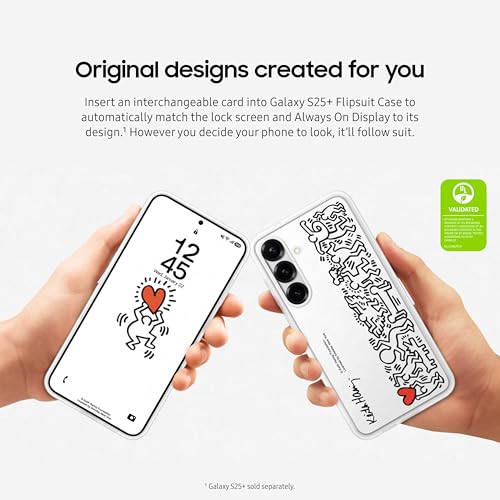 Image of Samsung Galaxy S25+ Flipsuit Phone Case, Protective Cover, Interchangeable Design, Included Interactive Card Syncs with Screen, US Version, EF-MS936CWEGUS, White