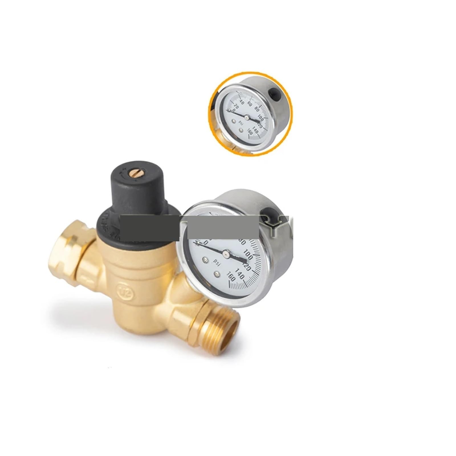 Válvula reguladora de presión de Agua, Reductor regulador de presión de Agua Ajustable de latón sin Plomo con manómetro