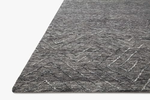 Image of Modern Pattern Wool Carpet with Loop Texture Yarn Anti Shedding Carpet Size 10x14 Feet B5 Dark Grey Color