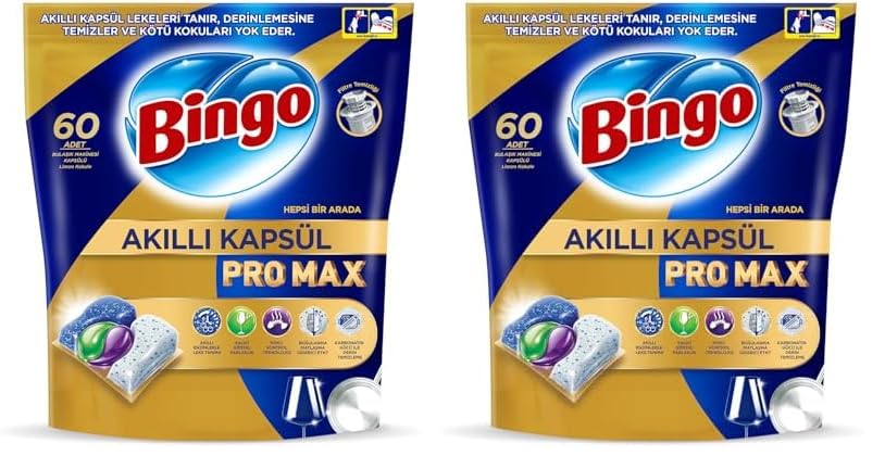 Bingo Akıllı Kapsül Pro Max Bulaşık Makinesi Deterjanı Tableti 60'lı 2li paket