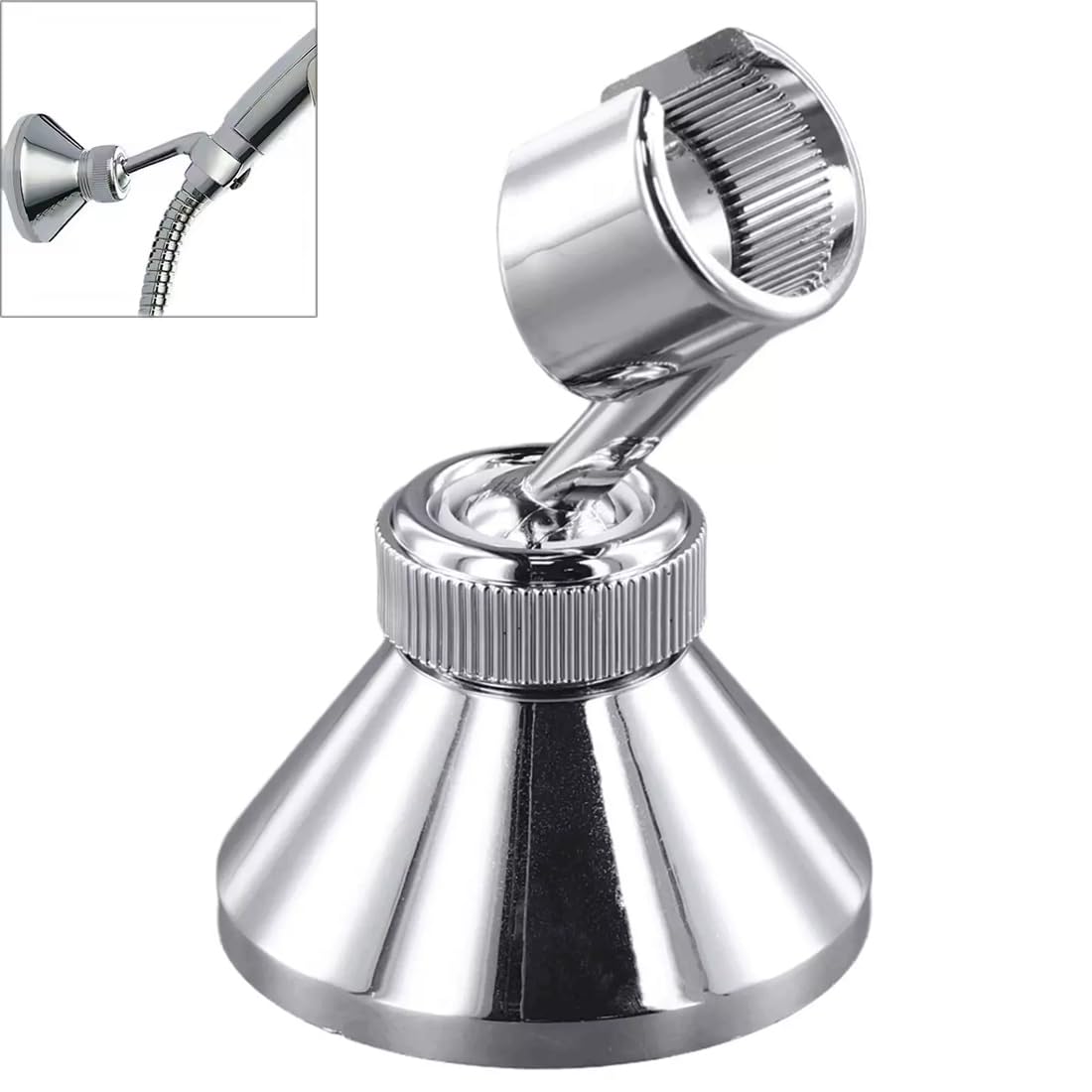 Fitspi Silver Adjustable Shower Head Holder, Chrome Plated Handheld Shower Wall Bracket For Standard Shower Hose