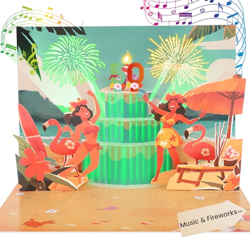 Carte pop-up 3D 50 ans finies les cartes ennuyeuses grâce à la musique et la bougie magique