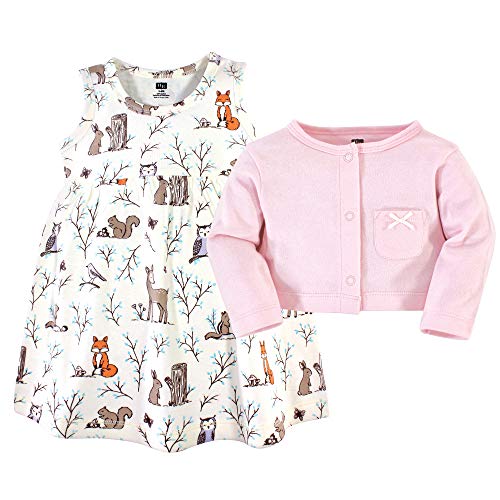 Hudson Baby Infant And Toddler Girl Cotton Dress And Cardigan Set Enchanted Forest, 0-3 Months #TOP1