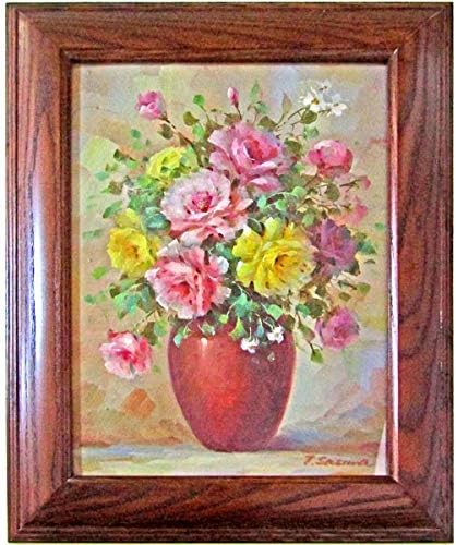 Amazon Co Jp スサーナ 花瓶に花 F4号 油彩画 静物画 植物 薔薇 バラ インテリア 玄関に飾る絵 リビングに飾る絵 油絵 絵画 B4638 ホーム キッチン