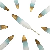 Vista 9 de LONDGEN 50 plumas de ganso naturales de 4 a 6 pulgadas para manualidades, boda, hogar, fiesta, decoración de plumas doradas y cajas de regalo