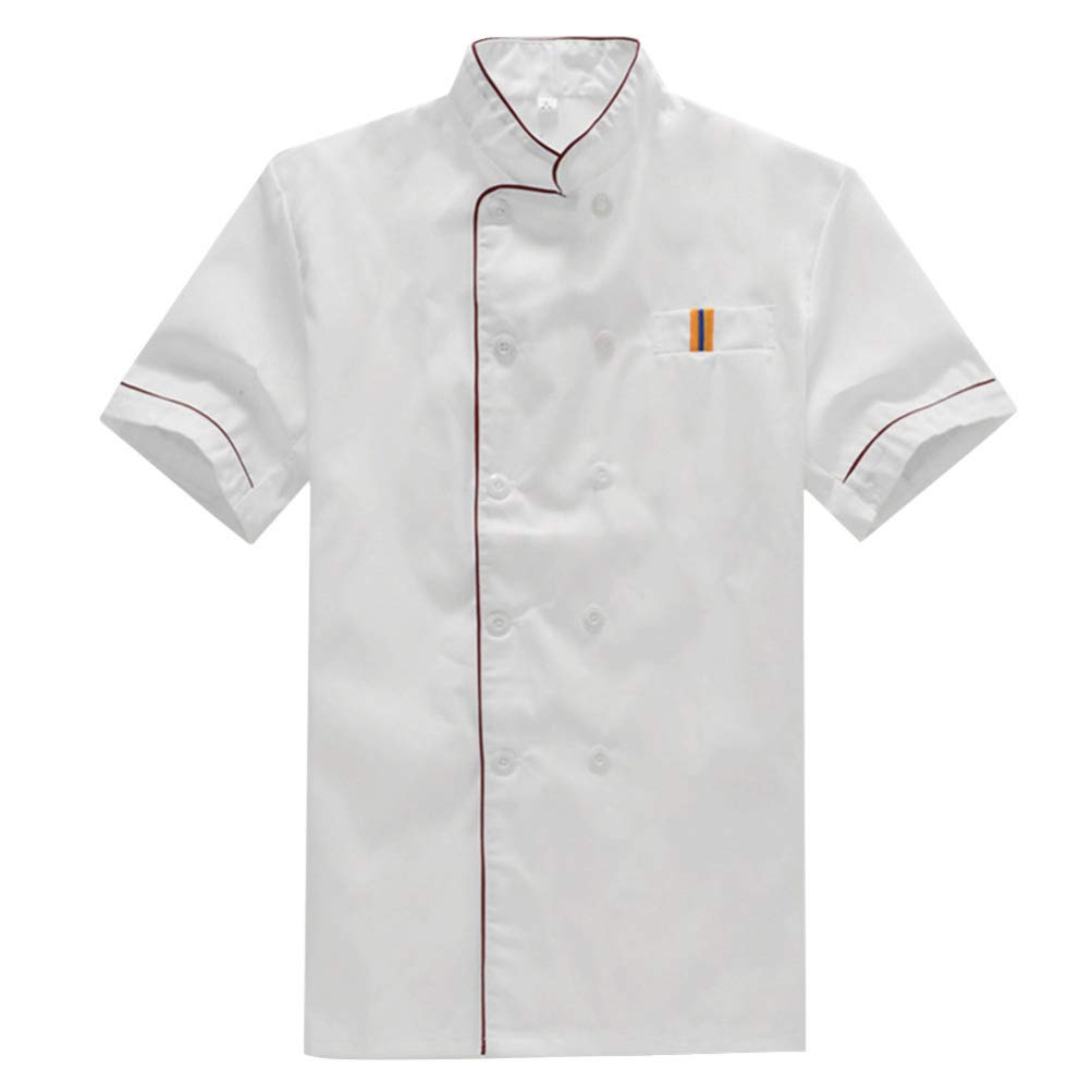 Cabilock Unisex Chef Coat Kitchen Short Long Sheeve Chef Jacket Kitchen Chef Uniform for Men and Women Size M