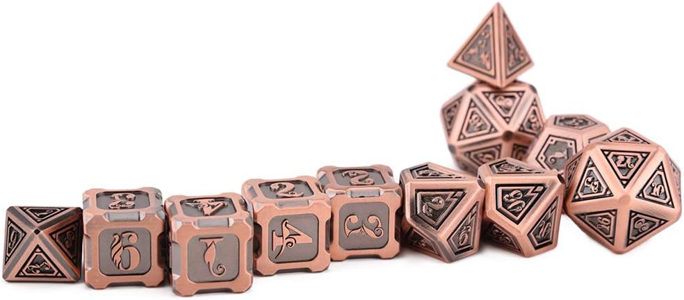 Fantasydice Metal Dice Set Collection for DND and All TRPG Games (Dragon Dice, Copper 11 Set)