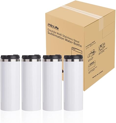 Miniatura 6 de PYD Life Vasos de sublimación de 14 onzas con tapa, de acero inoxidable, de doble pared, para prensa térmica, paquete de 4 unidades