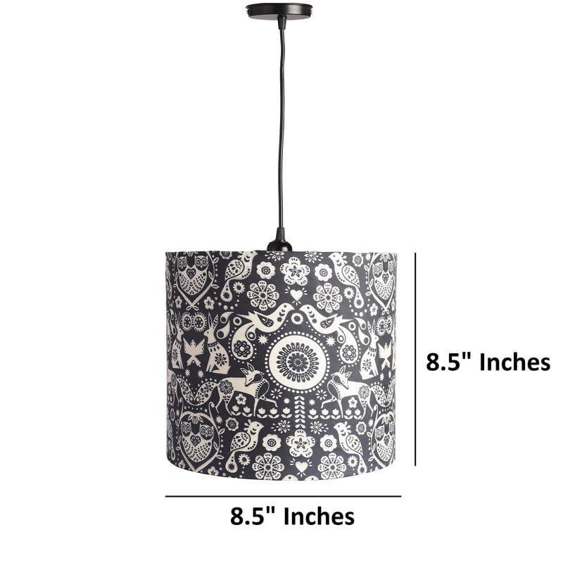 Image of Nandi Floral, Classic Hanging /Pendant Lamp Shade, Decorative Light Lamp for Living Room, Home, Bedroom, Home Decor Lightning /Black Canopy -: Pack of 1 (8.5 * 8.5 Inches)