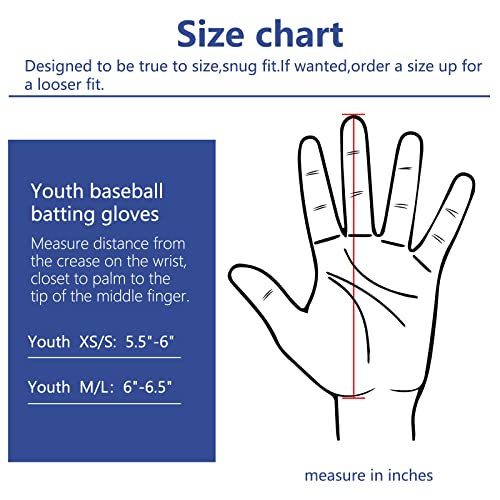 Spomat Youth Baseball Batting Gloves For Kids Boys Girls Ages 5-12, Vibrant Blue Xs/S #TOP2