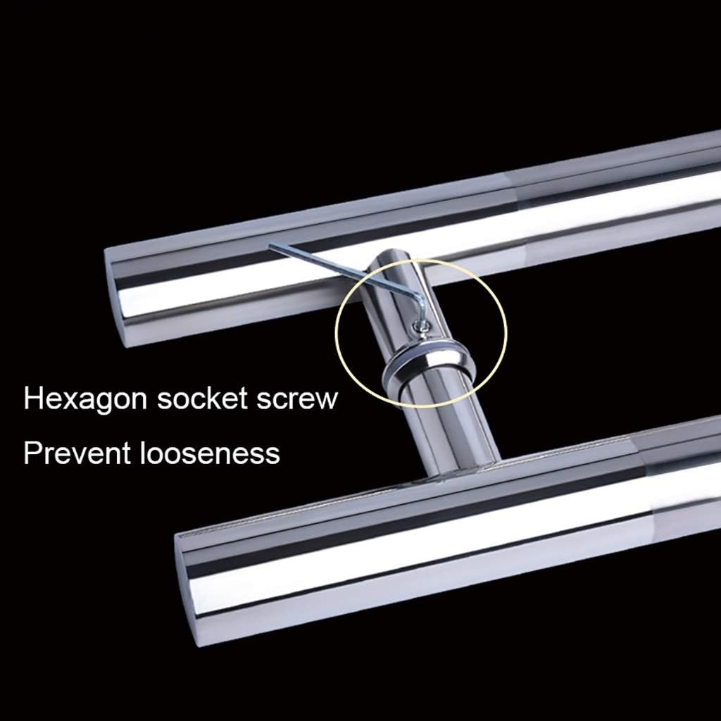 Polished Brushed Stainless Steel Round Pipe Glass Door Push-Pull Handle,Wooden Barn Door Sliding Handle,7 Sizes(80×60cm) (Size : 60x40cm)