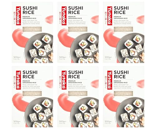 Yutaka Premium Grade Sushi Rice 500g (Pack of 6) | Japanese-Style Sticky Short Grain Rice | Makes 6 Servings | Ideal for Sushi, Onigiri, Rice Bowls & Oriental Dishes | Quick & Easy to Prepare
