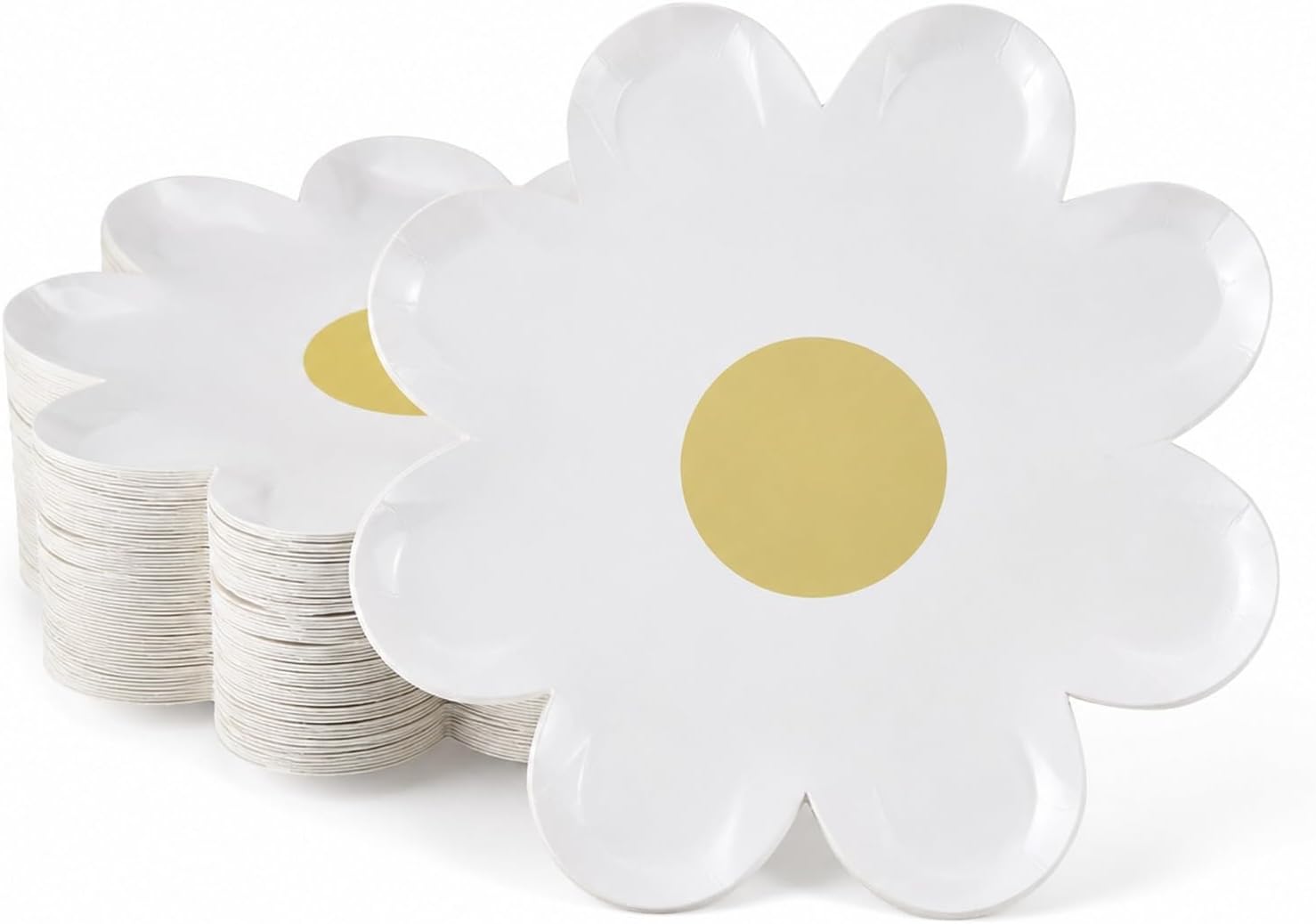 LUOZZY 20Pcs Flower Shape Plates Disposable Daisy Plates Daisy Flower Paper Plates for Birthday Baby Shower Wedding Party Supplies