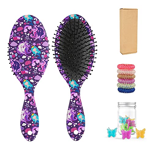 Curly Hair Brush For Thick Hair.Kids Hair Brush Detangler.Unicorn Hair Brush Set.Protects Against Split Ends And Breakage For All Hair Types.For Women,Men,Wet And Dry Hair.
