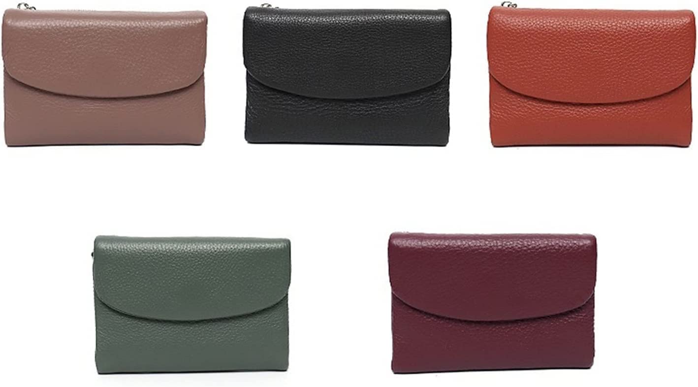 Portfele Klasyczne, trójskładane, saszetka na pieniądze, klapka, zatrzask, prosty design, damskie, casualowe, ze skóry bydlęcej, etui karty, kopertówka(Black)