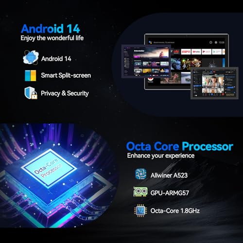 Image of Tablet 10.1 inch Android Tablets, 2026 Octa-Core Processor with 64GB Storage, WiFi 6 Tableta, 13MP+5MP Dual Camera, 2 in 1 Tablet with Keyboard, Bluetooth, FHD IPS Screen, Mouse, Case, Stylus