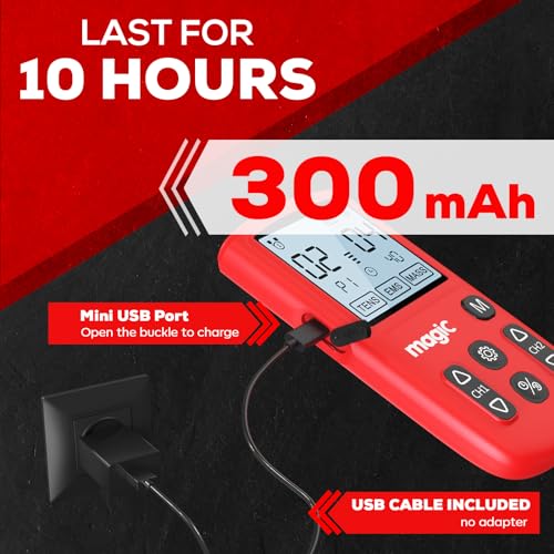 Tens-Unit-EMS-Muscle-Stimulator-22-Programs-40-Intensity-Electronic-Pulse-Massager-Tens-Machine-for-Pain-Relief-300mah-Battery-Physical-Therapy-with-10-Tens-Unit-Electrode-Pads-Red