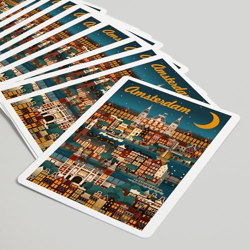 Lantern Press Amsterdam Retro Skyline Naipes Poker miniatura 5