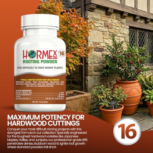 Image of Hormex Rooting Hormone Powder #16 - Fast Roots for Hardwood Plant Cuttings