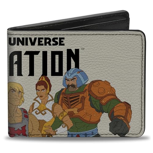 Masters of the Universe Wallet, Bifold, Masters of the Universe Revelation Group and Logo White Black, Vegan Leather
