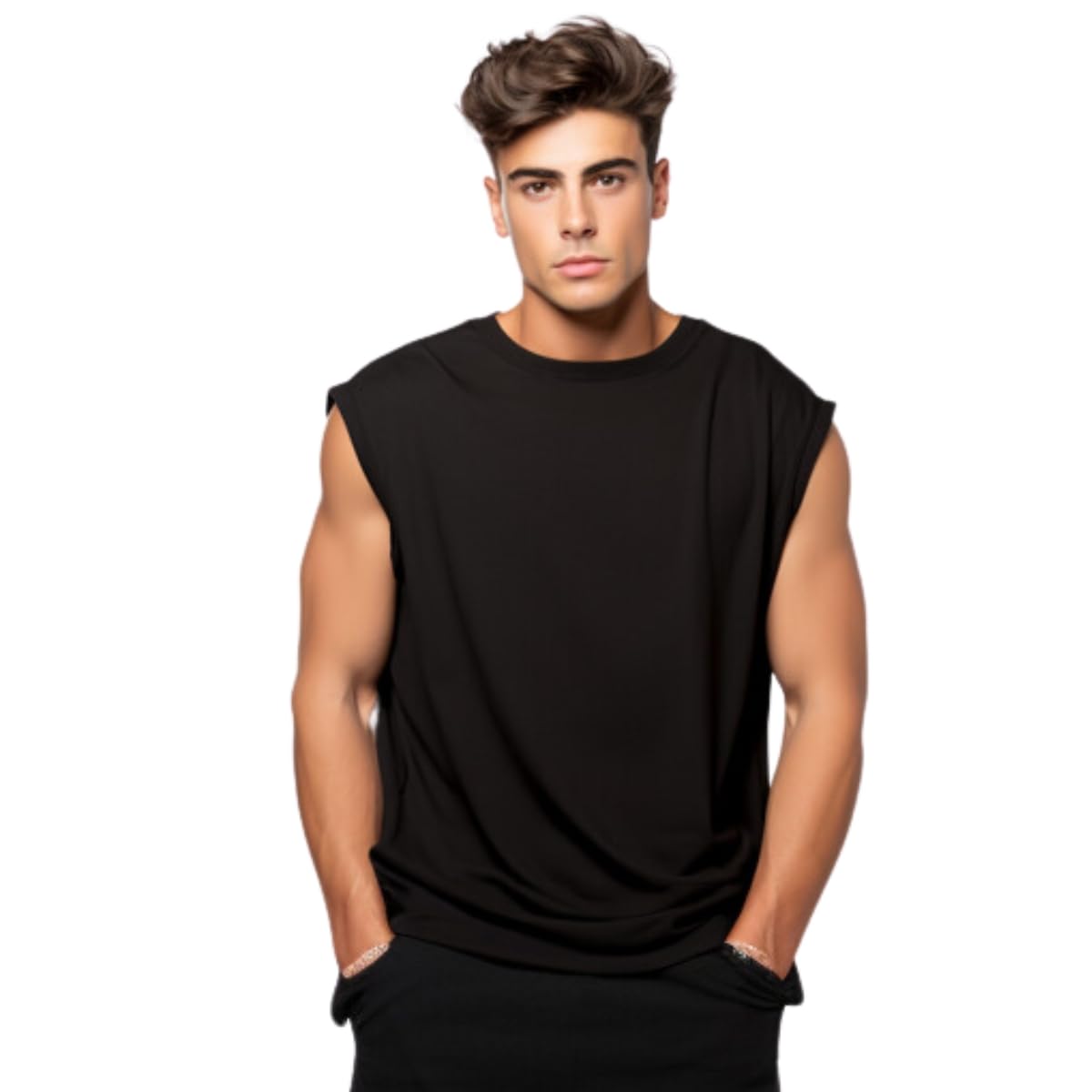 Regata Masculina Oversized Longline Machão, Academia, Musculação, Treino