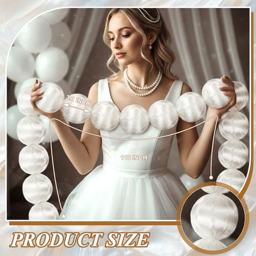 FineCheer Wedding Pearl Ball Garland Ornament Beads Wedding Hanging Ball Garland Decor for Bridal Shower Engagement Baby Shower Photo Background Decoration and Decor DIY Craft(3.1inch x 118inch) by FineCheer - Image 7