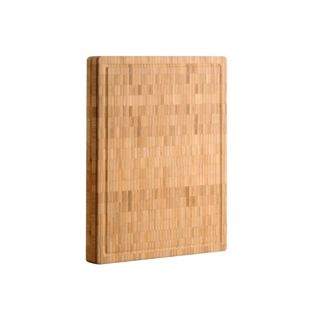 Tabla de cortar de madera grande para cortar y carnicero: tabla de cortar de bambú reversible de 15,74 x 11,8 x 1,18 pulgadas con ranura para jugos y púas que estabiliza la carne de res y aves mientr