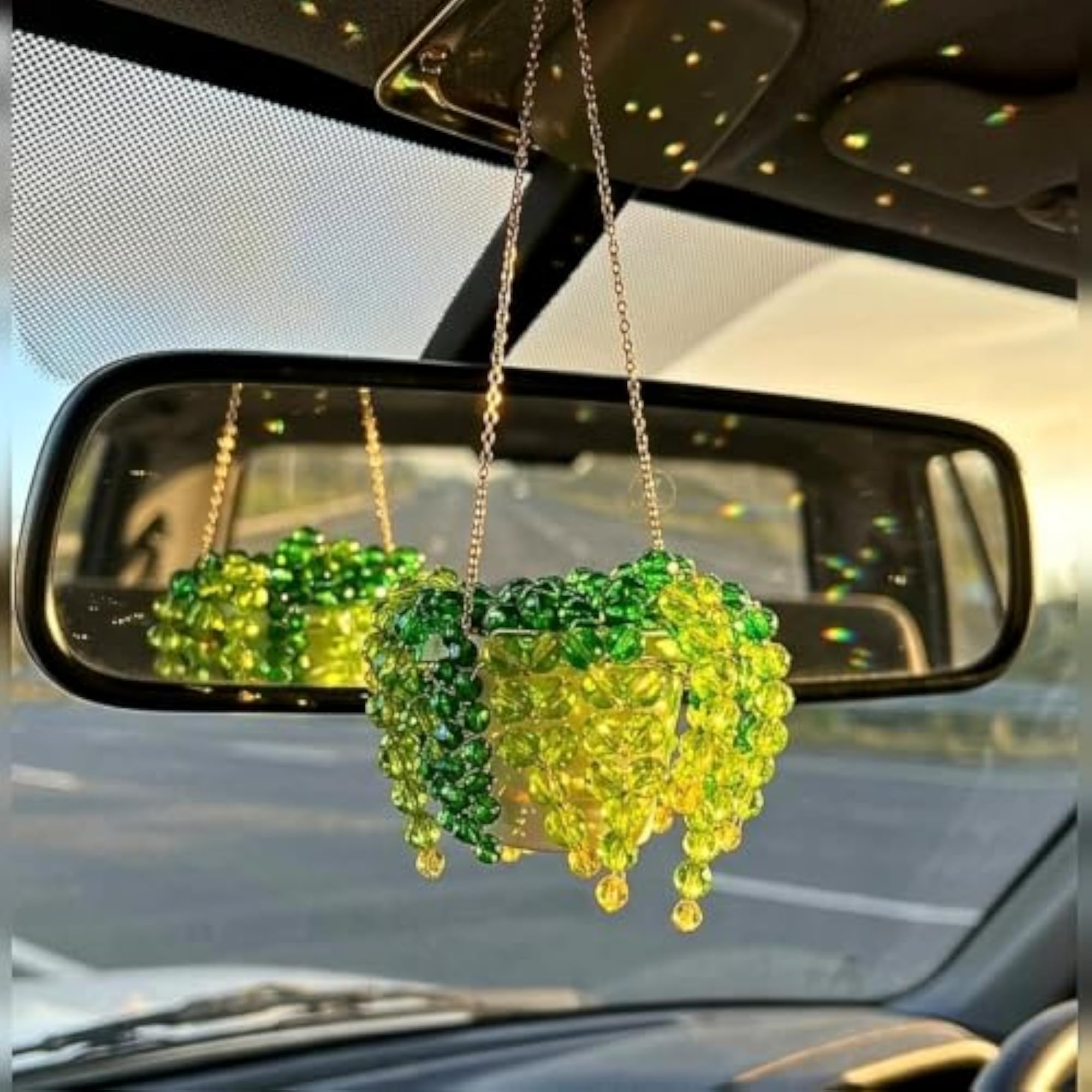 Beaded Hanging Plant Decorative Showpiece, Boho Aesthetic