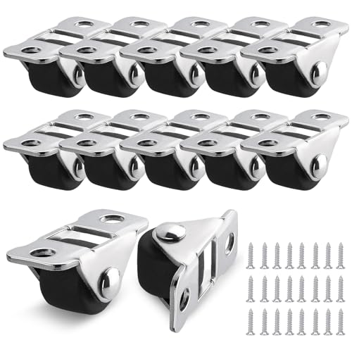 Lot de 12 Mini Roulette pour Meubles en Caoutchouc - Roulettes Fixe avec Plaque Acier, Silencieuses & Sans Traces (Ø1.2cm)- Idéal Tiroirs, Tables, Caisses...