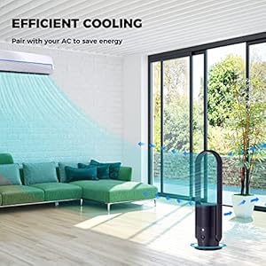 ULTTY Bladeless Tower Fan with HEPA Filter, 90° Oscillating Tower Fan, Remote Control, Touch, 8H Timer, 9 Speeds, Powerful Floor Fan for Bedroom Room Home Office, CR022, Black ULTTY Bladeless Tower Fan with HEPA Filter 90 Oscillating Tower Fan Remote Control Touch 8H Timer 9 Speeds Powerful Floor Fan for Bedroom Room Home Office CR022 Black