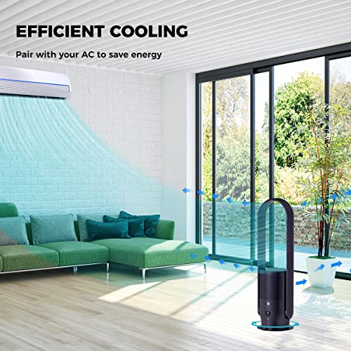 ULTTY-Bladeless-Tower-Fan-with-HEPA-Filter-90-Oscillating-Tower-Fan-Remote-Control-Touch-8H-Timer-9-Speeds-Powerful-Floor-Fan-for-Bedroom-Room-Home-Office-CR022-Black ULTTY Bladeless Tower Fan with HEPA Filter 90 Oscillating Tower Fan Remote Control Touch 8H Timer 9 Speeds Powerful Floor Fan for Bedroom Room Home Office CR022 Black