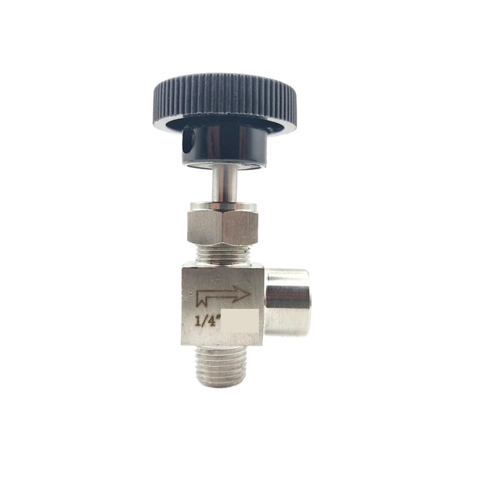 Vanne à pointeau 1/4 pour régulation fine avec filetage mâle femelle à angle droit