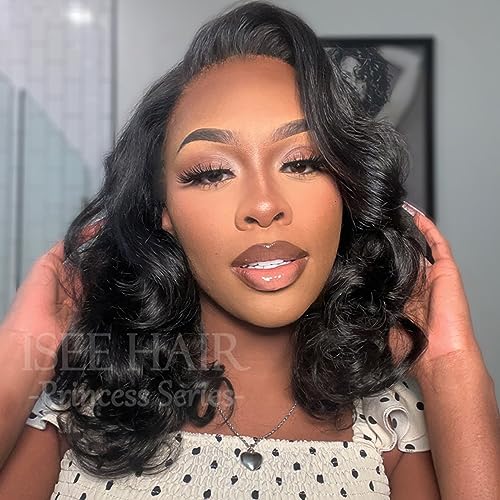 Image of ISEE Hair Glueless Wig Human Hair Ocean Wave 7X5 HD Lace Front Wig 20 Inch
