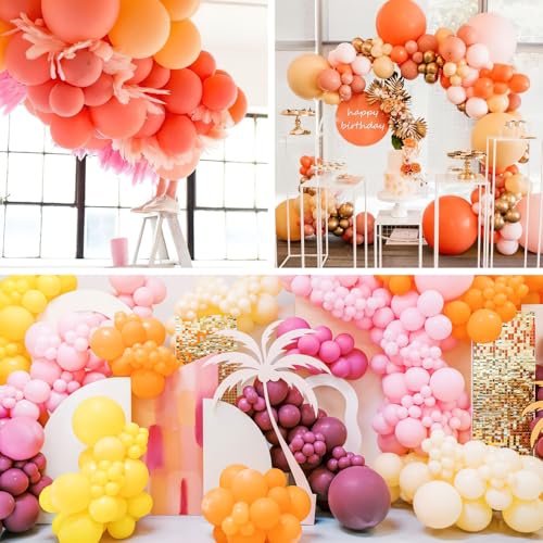 Image of PartyWoo Yellow Balloon Garland, 100 pcs Orange Yellow Balloons Different Sizes Pack of 36 Inch 18 Inch 12 Inch 10 Inch 5 Inch for Balloon Garland Arch as Party Decorations, Birthday Decorations