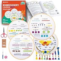 Azenera Stickset für Anfänger – Kreuzstich & Sticken lernen mit Videoanleitung für Erwachsene | 4 Stoffdesigns, Fäden, Bambusrahmen & Werkzeug (AZD 200)