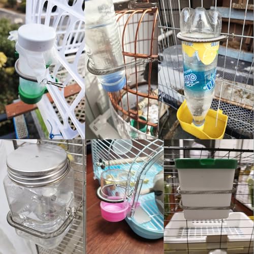 ArrErr 10 Pack Rabbit Water Bottle Spring Holder Replacement Cage Water Bottles Mount Springs with Clips for Wire Cage Pet Water Bottles Small Animal Hamster Guinea Pigs Water Dispenser Food Bowl Dish