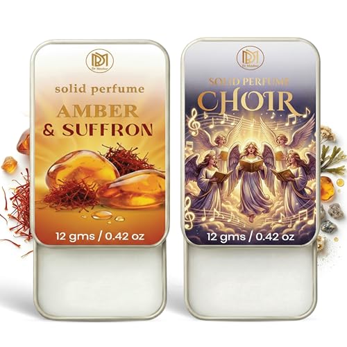 Image of Dr.Mashur Solid Perfume |Amber & Saffron&Choir Alcohol Free Wax Perfume Balm, Long Lasting | Pocket Tin 12g, Pack Of 2| Non Greasy Smooth Glide, Travel Friendly Unisex Gifts He Or Her