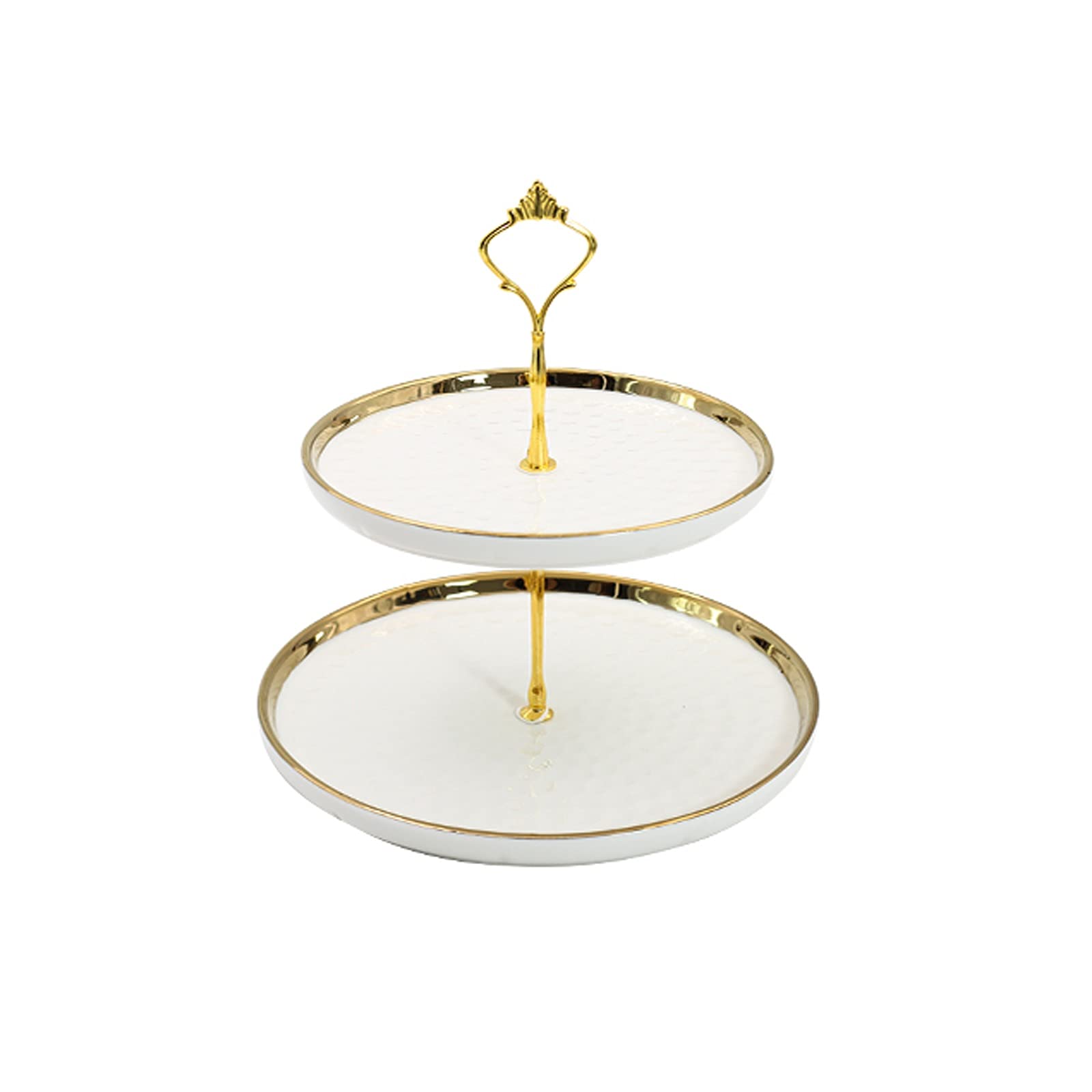 Tortenständer, Tortenständer, Tellerständer, drehbar, Kuchen, Kekse, Obstständer, zweistöckiger kreativer Tortenständer aus Keramik, Desserttisch, abnehmbares Design(White)