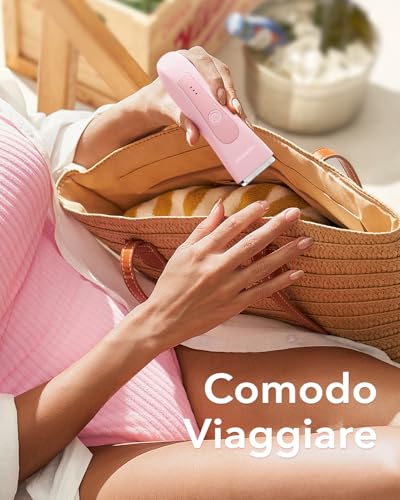 MANSPOT Depilatore Corpo Donna, Rasoio Elettrico Donna con 3 Protezioni e Testine in Ceramica Sostituibili, Epilatore Elettrico Impermeabile, Rasoio Intimo - Immagine 3