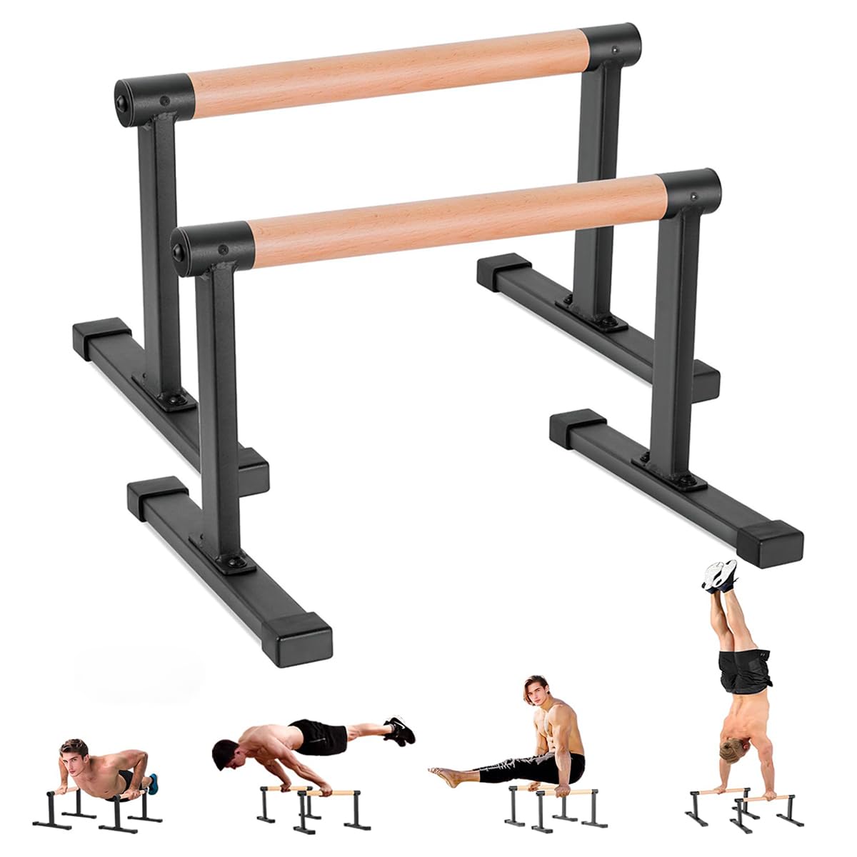 Parallette Push Up Bars Dip Station Stand with Thick Beech Handles, Push-up Bar, Rock-Free Fitness Equipment for Handstan... - Review, Price and Buying Guide