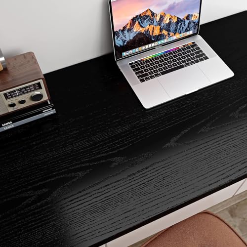 Image of SUNBIRD Black Wood Wallpaper, PVC and Wood Composite, Self-Adhesive, DIY, 24in x 3m, Ideal for Smooth Flat Surfaces, Kitchen, Home Decoration