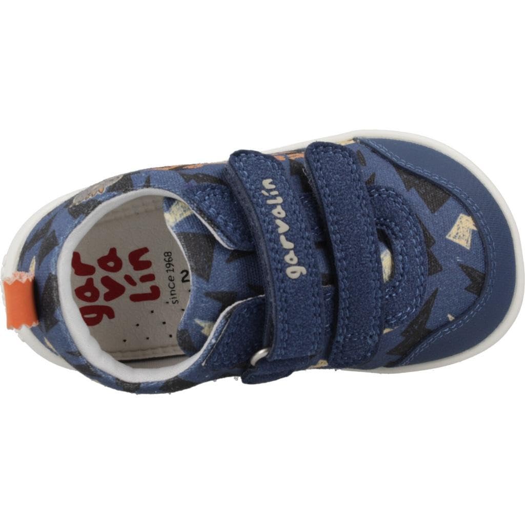 GARVALÍN 242350-A Zapatillas para niño, estampado de dragón, color marino, calzado respetuoso para niños, con velcro NIÑO ZAPATILLAS