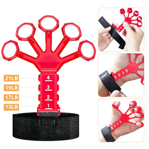 ALMAH Handtrainer Fingertrainer 5-Pack, Unterarmtrainer Griffkraft Trainer Set, Verstellbarer Grip Trainer, Finger Trainingsgerät, Fingerstrecker, Trainingsring und Stressabbau-Griffkugel