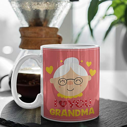 Image of I Love You Grandma Coffee Mug with Coaster Set of 2 Combo Gift for Grandmother Birthday Mothers Day - 330ml